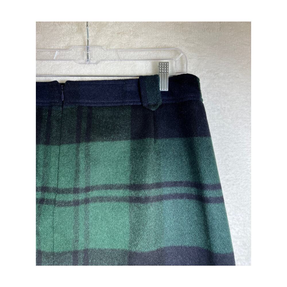Talbots Green Tartan Plaid Wool Mini Skirt Women 14 Dark Academia Schoolgirl - Picture 4 of 16